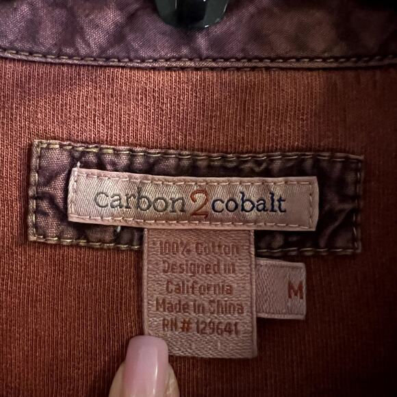 Carbon 2 cobalt button down casual long sleeve shirt size size M rust orange - Picture 3 of 5